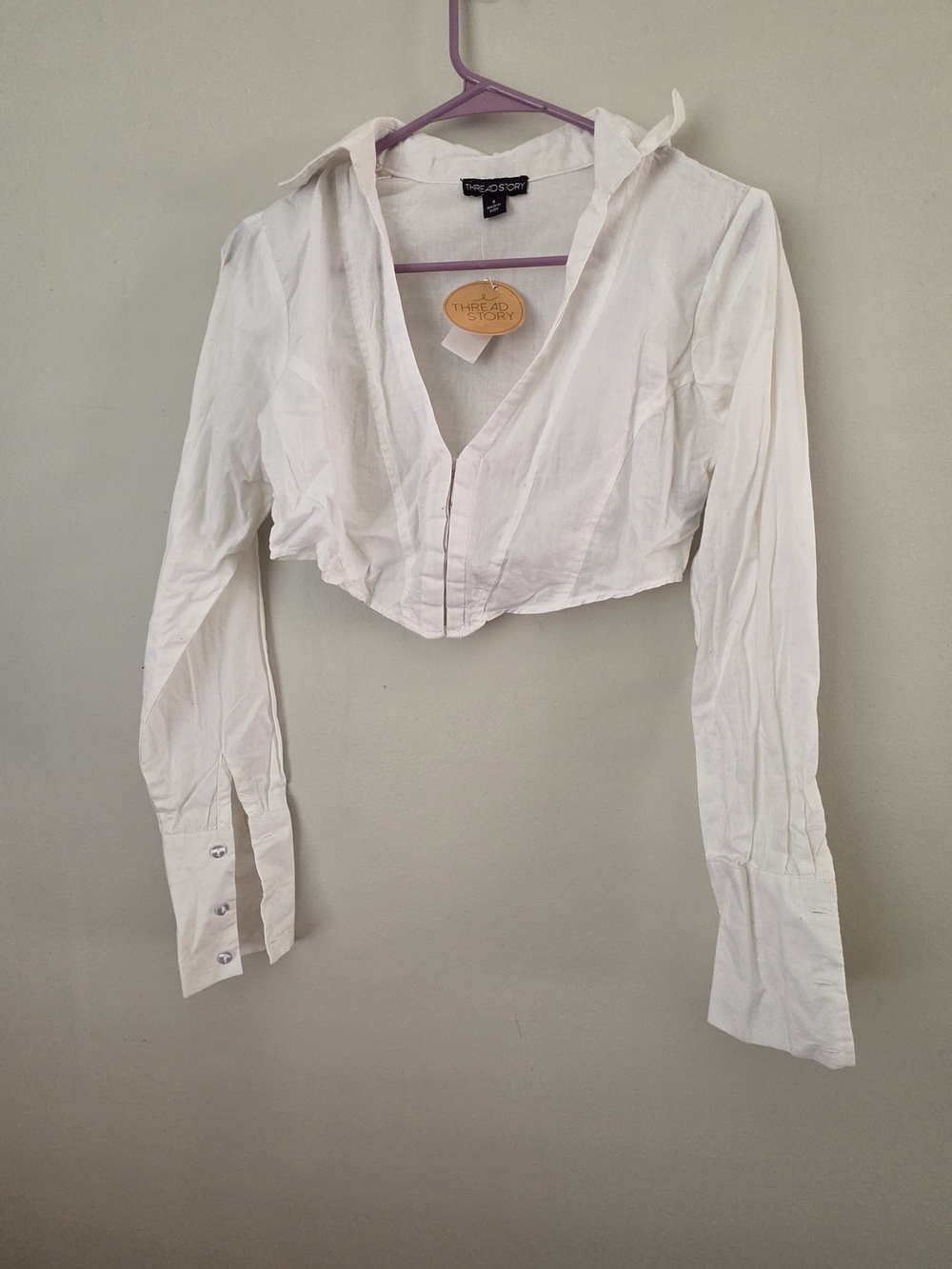 Cropped White Button-Front Shirt — The Ragged Priest